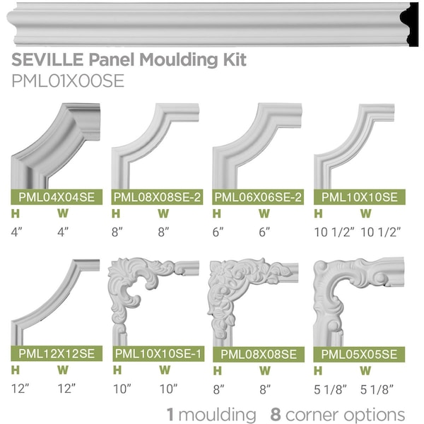 1 1/2H X 3/4P X 94 1/2L Seville Panel Moulding